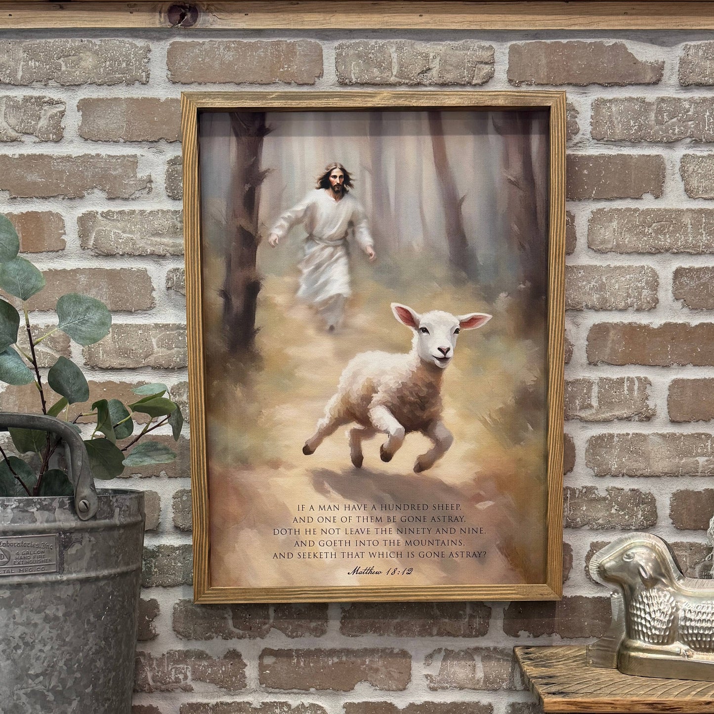 Jesus Chasing the Lost Sheep - Scripture Wall Art