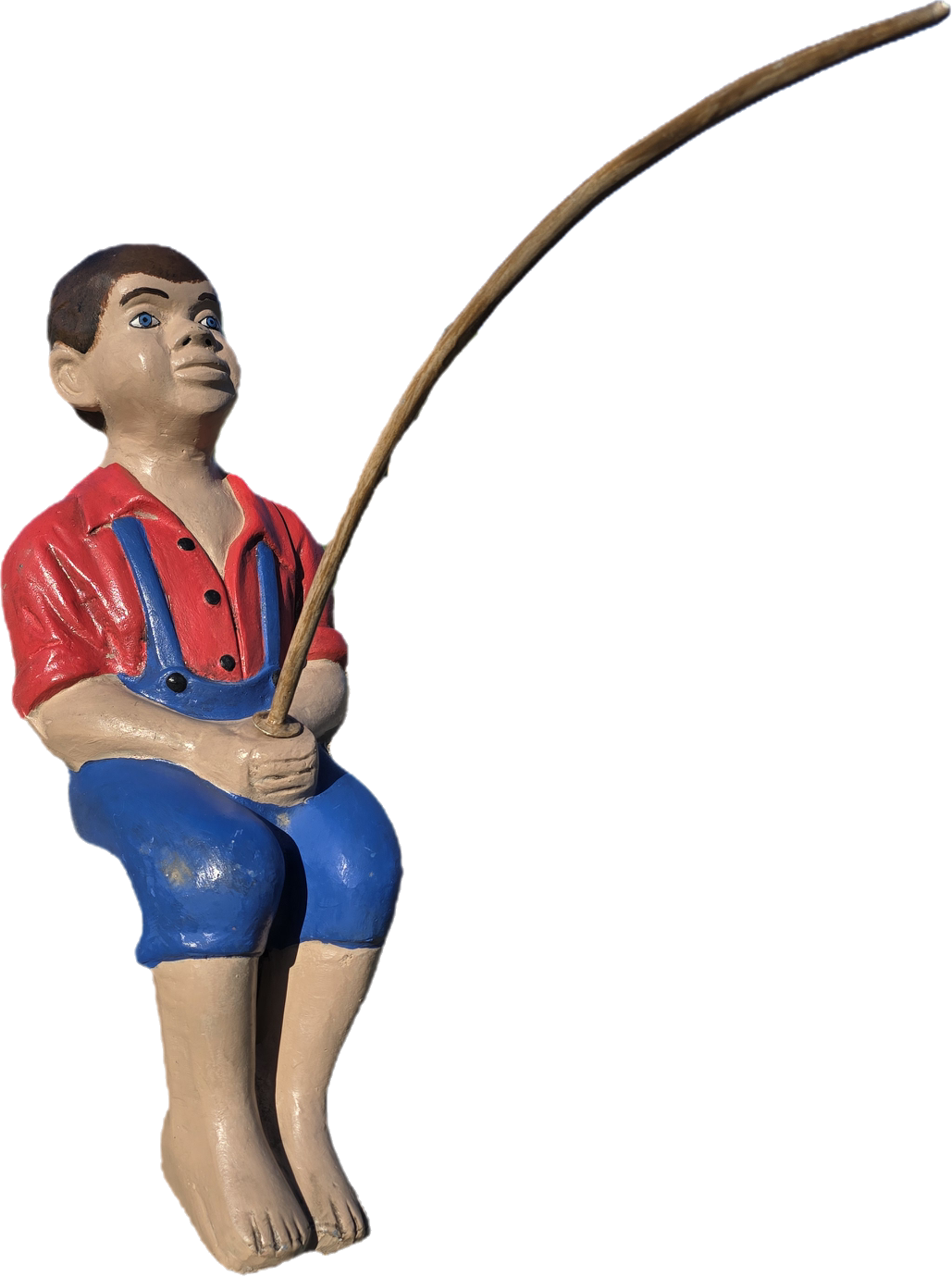 Big Fishing Boy Sitting