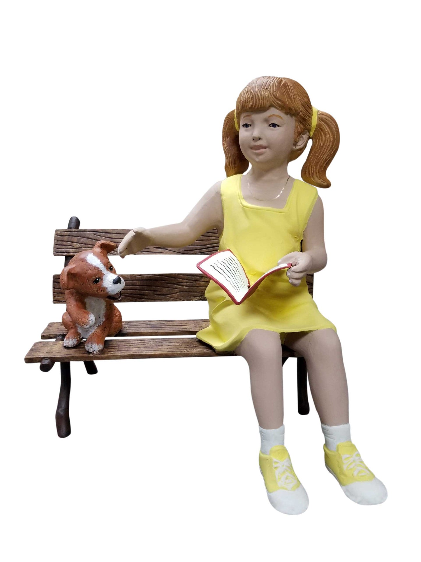 Girl on Bench with Dog