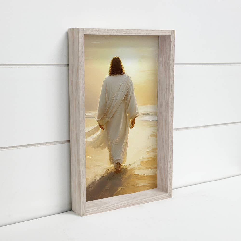 Jesus Golden Sunset - Jesus Canvas Wall Art - Wood Framed