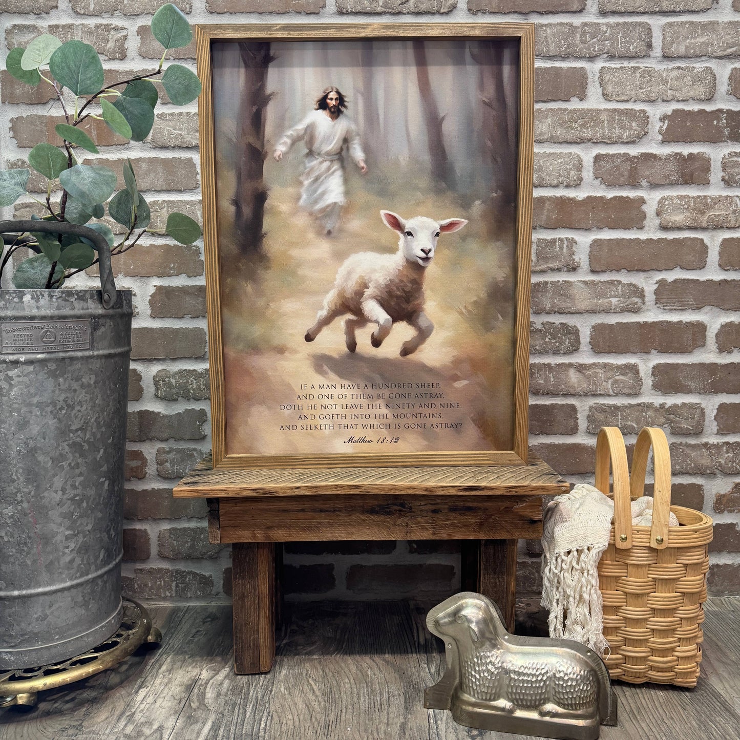 Jesus Chasing the Lost Sheep - Scripture Wall Art