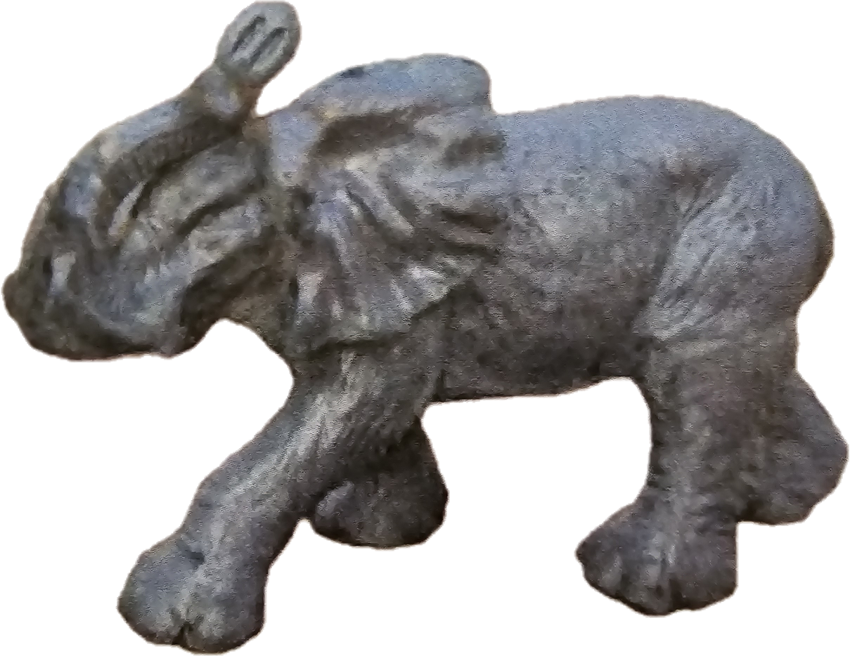 Small Elephant with Trunk by Head