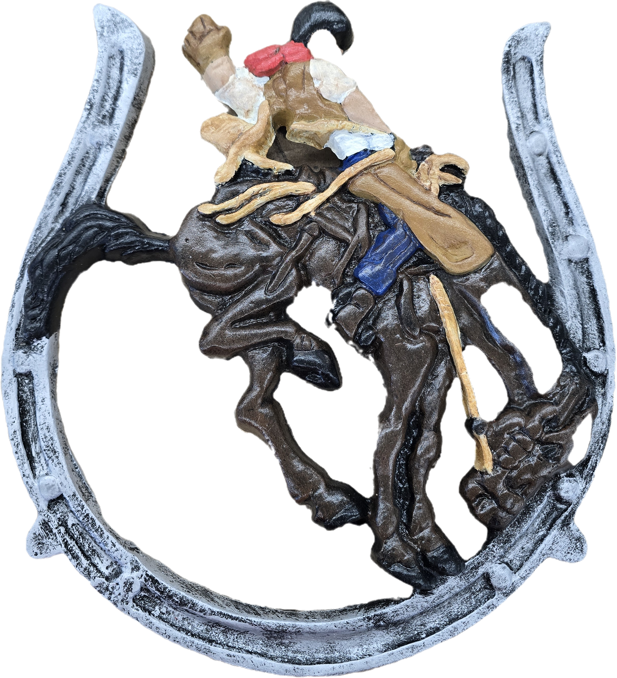 Horseshoe with Bronc Rider - Backyard Buddies