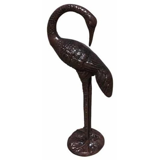 Cast aluminum crane statue for garden or yard decor, elegant backyard accent piece