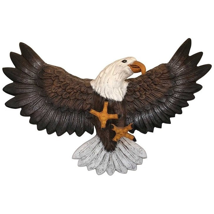 Cast aluminum bald eagle statue with wings spread, perfect for yard or home decor