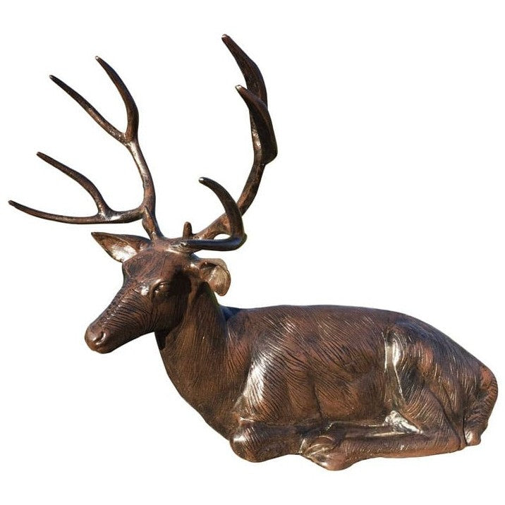 Cast aluminum deer statue with detailed antlers, perfect for yard or home decor