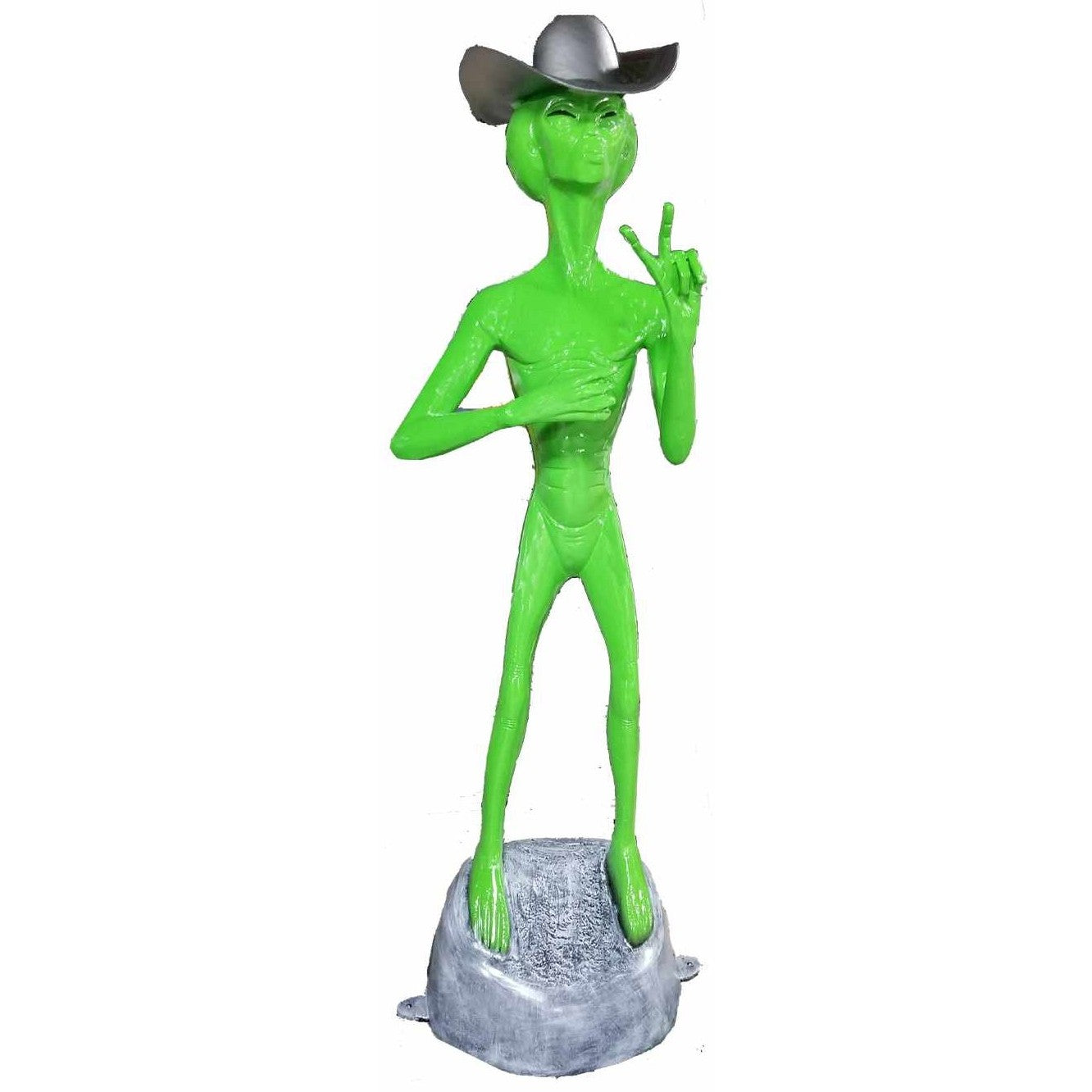 Alien Standing with Cowboy Hat (Peace Sign & Cup Holder)