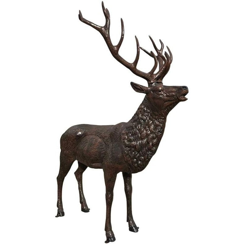 Cast aluminum deer statue with detailed antlers for yard or home decor