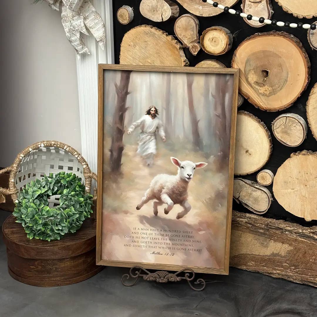 Jesus Chasing the Lost Sheep - Scripture Wall Art