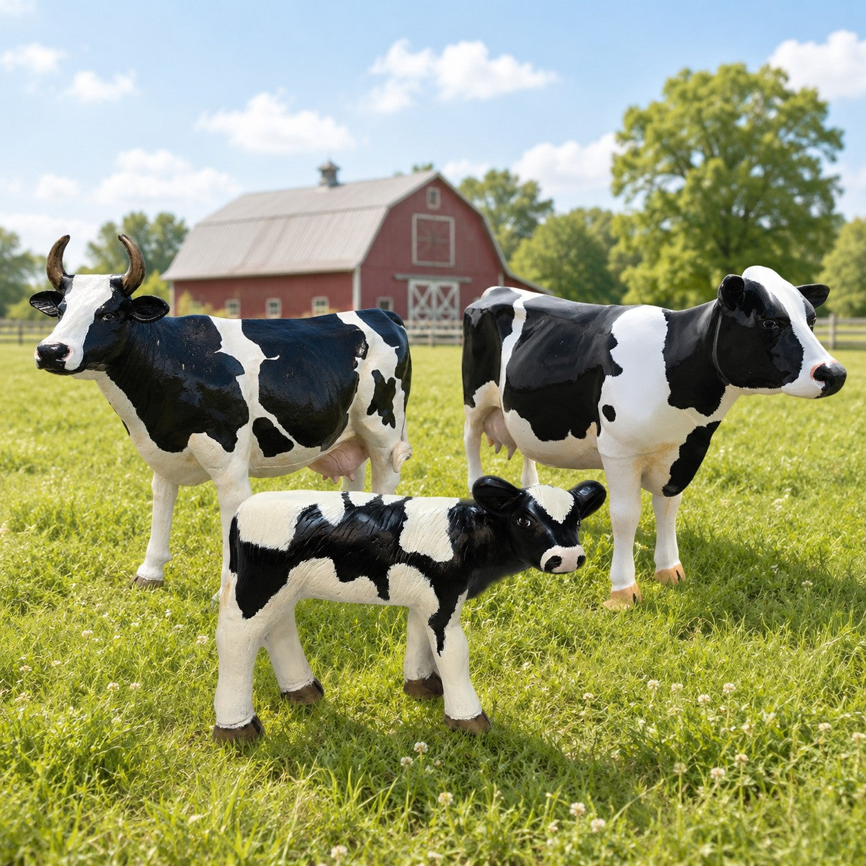Cast aluminum milk cow with horns for dairies, farms, ranches, homes, and businesses