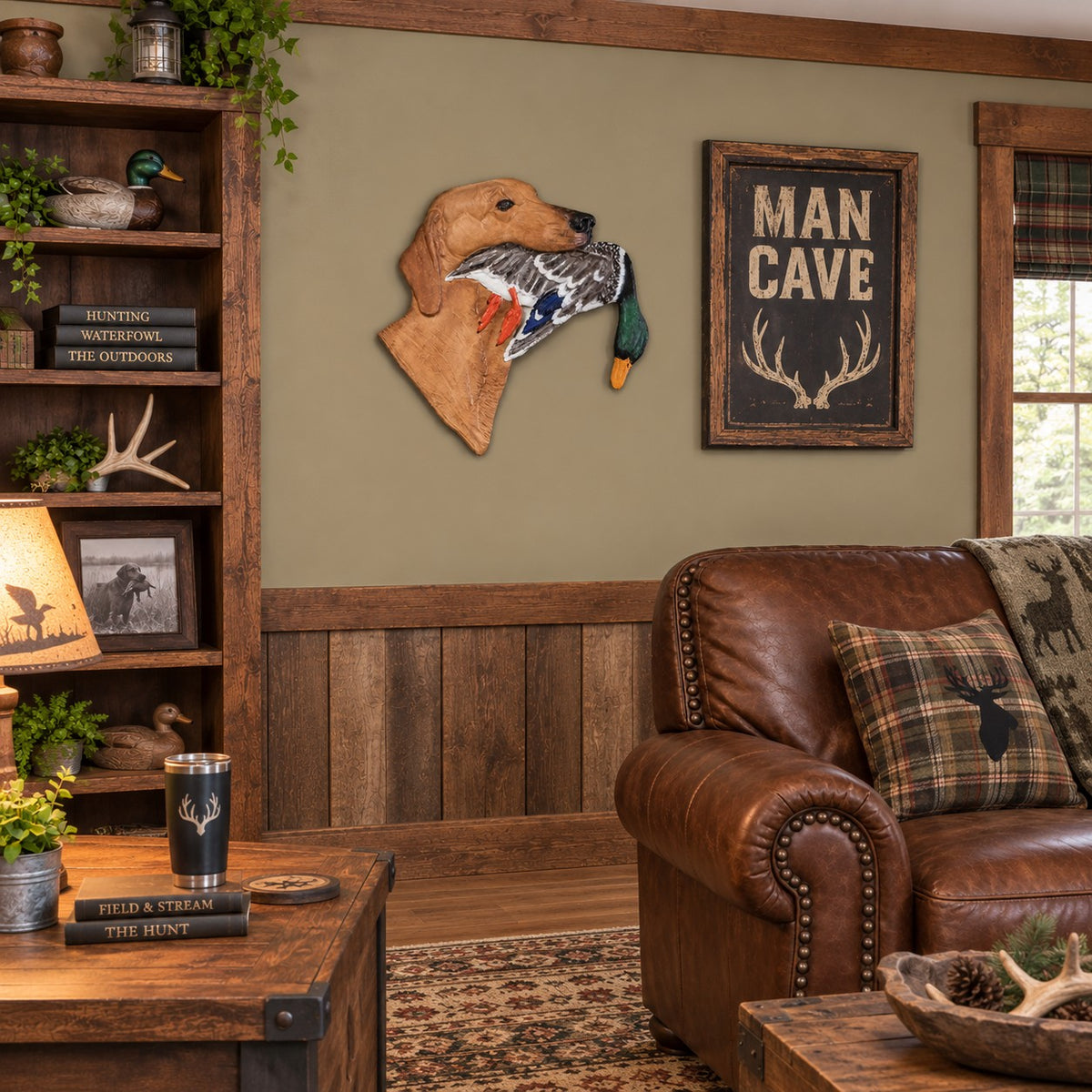 Hunting Dog with Duck Wall Mount