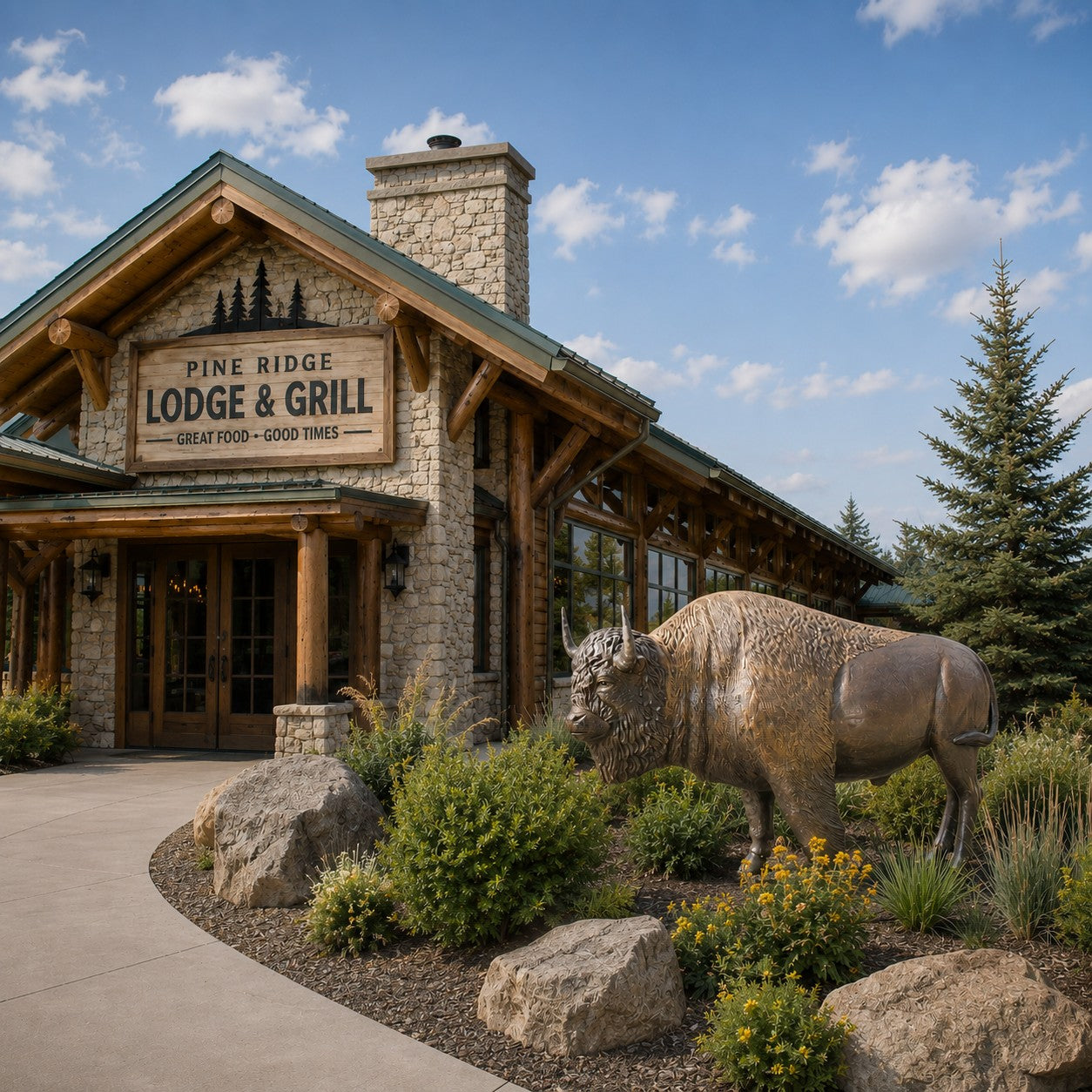 Cast aluminum bison statue for any indoor or outdoor space, detailed craftsmanship, rustic bronze finish