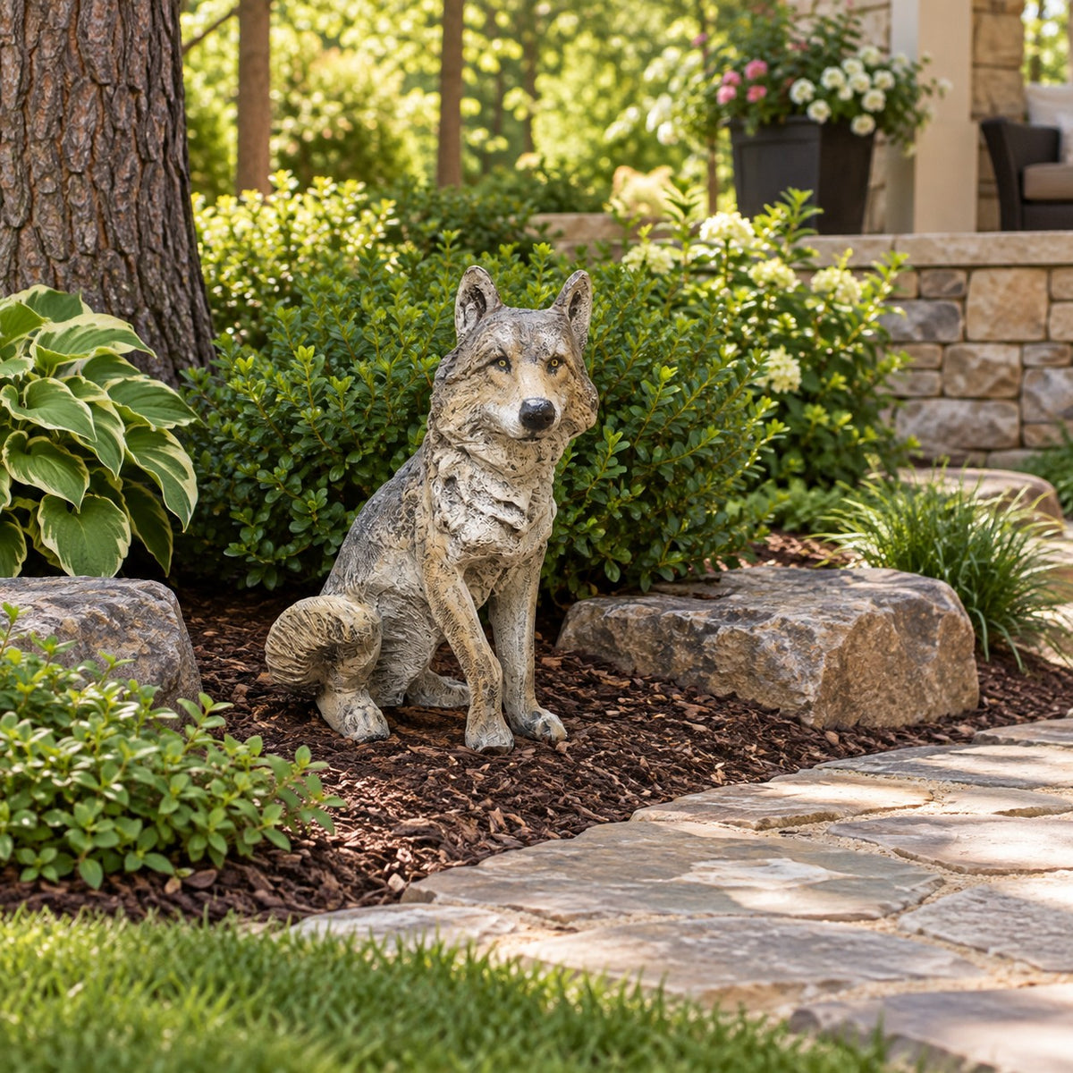 Cast aluminum small sitting coyote for any indoor or outdoor space