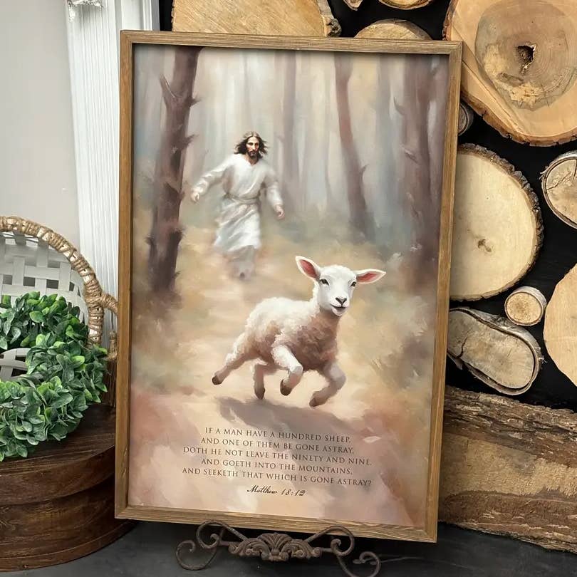 Jesus Chasing the Lost Sheep - Scripture Wall Art