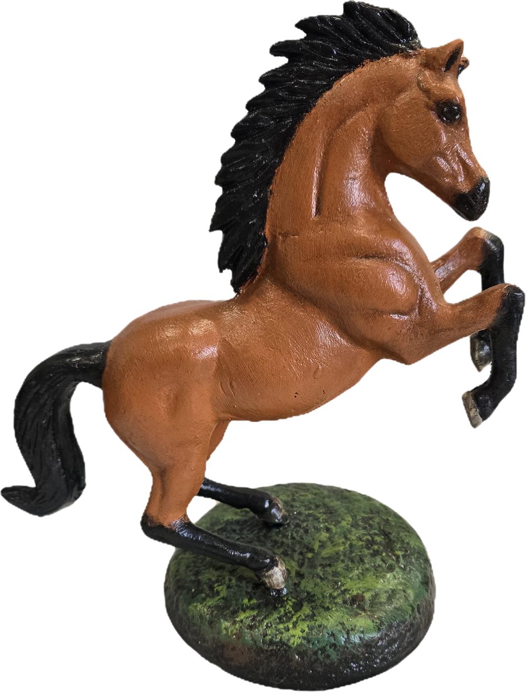 Small Rearing Horse on Round Base