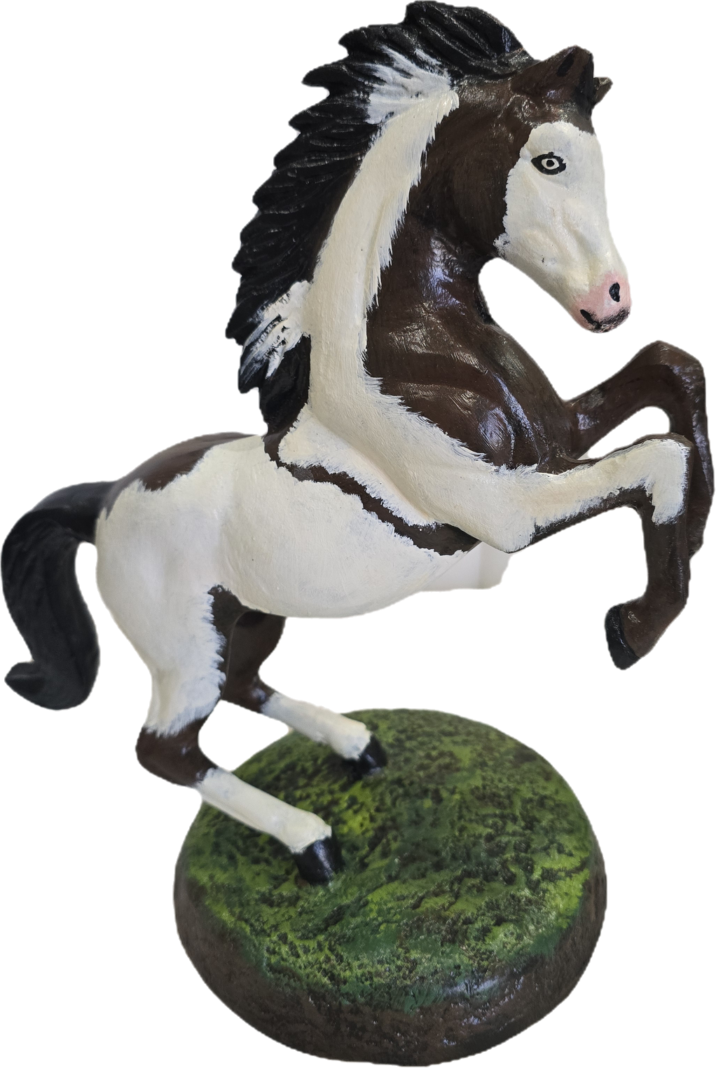 Small Rearing Horse on Round Base