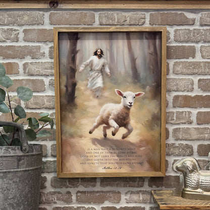 Jesus Chasing the Lost Sheep - Scripture Wall Art