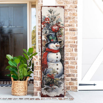 Farmhouse Snowman "Let It Snow" Porch Sign | Christmas Welcome Decor