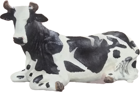 Milk Cow with Horns Laying Down