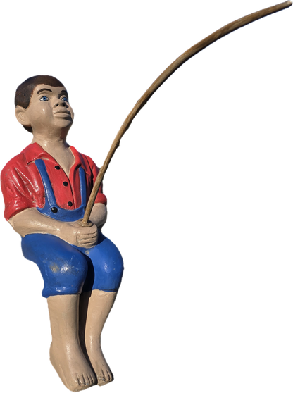 Big Fishing Boy Sitting
