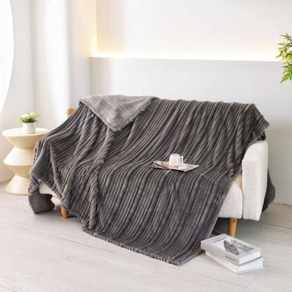 Plush Flunnel Throw – Ultra Soft Ribbed Blanket Texture