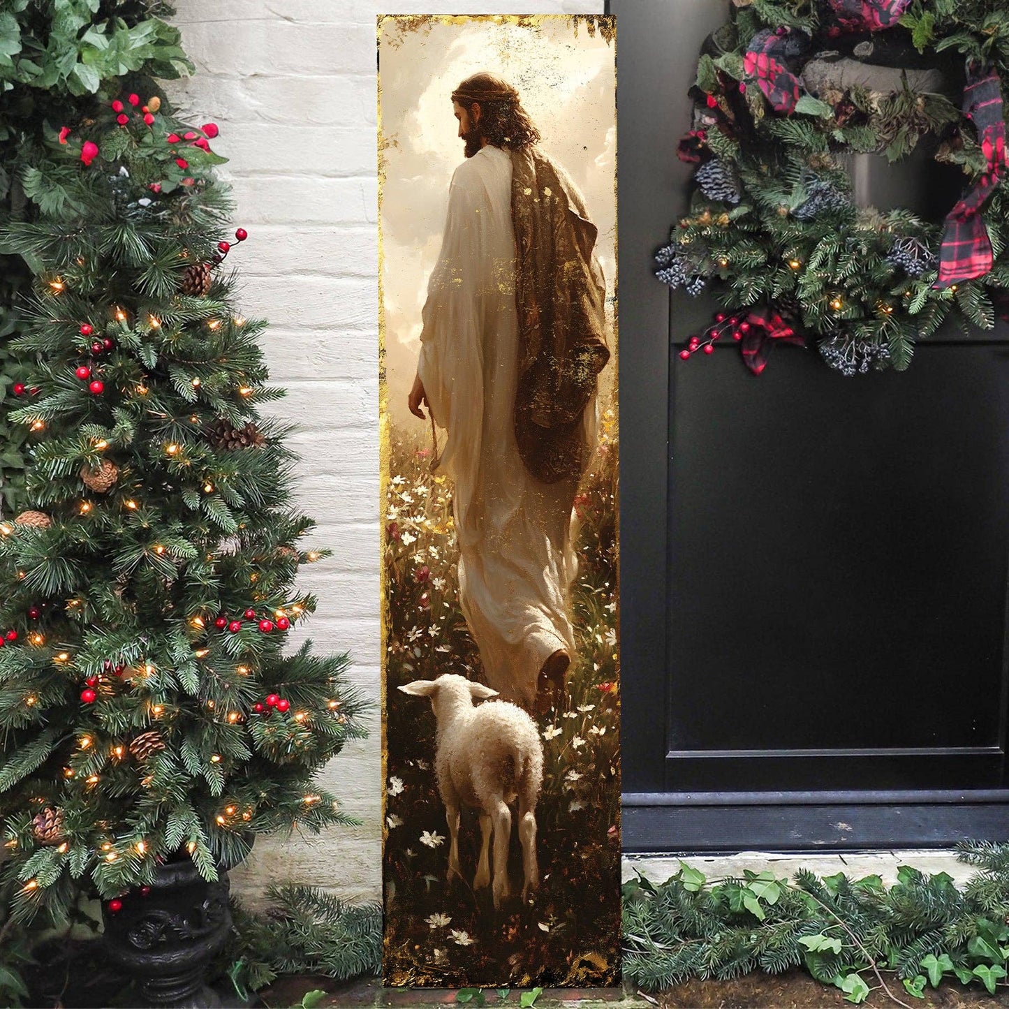 Easter He Is Risen Porch Sign | Inspiring Religious Farmhouse Entryway Plaque