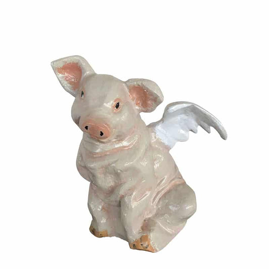 8" Sitting Pig with Wings