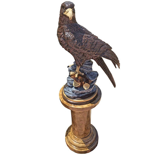 Perched Eagle on Rock Smooth Pedestal