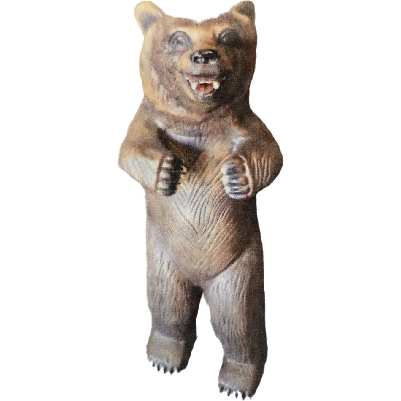Cast aluminum bear statue standing upright, perfect for backyard or home decor with detailed fur texture
