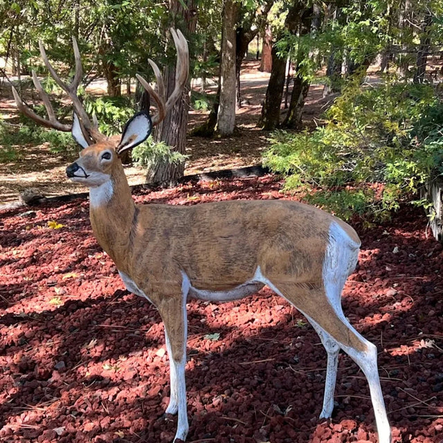 Cast aluminum large deer buck for outdoor display spaces