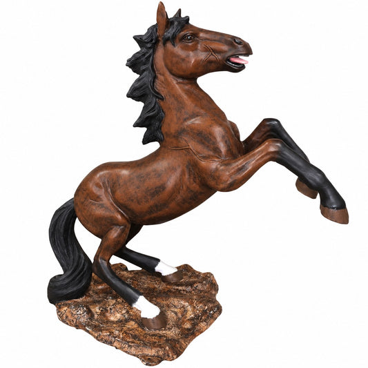 Cast aluminum rearing mustang standing six feet tall for outdoor display areas.