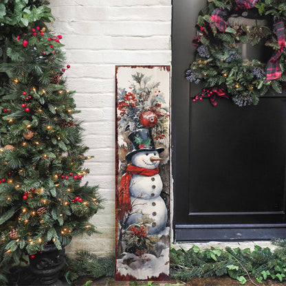 Farmhouse Snowman "Let It Snow" Porch Sign | Christmas Welcome Decor