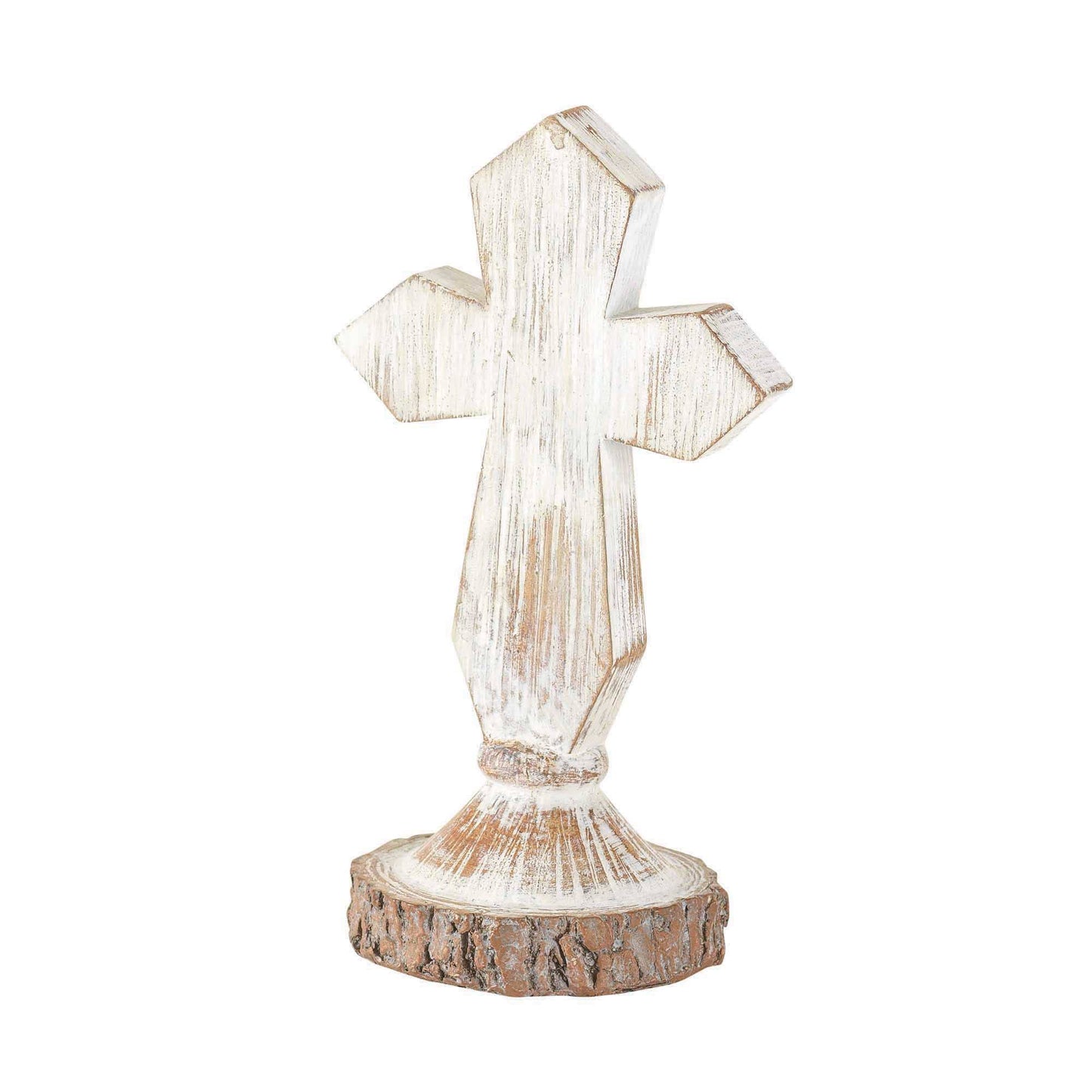 Crs Ttop Antique White Cross Rsn 6"H - Backyard Buddies