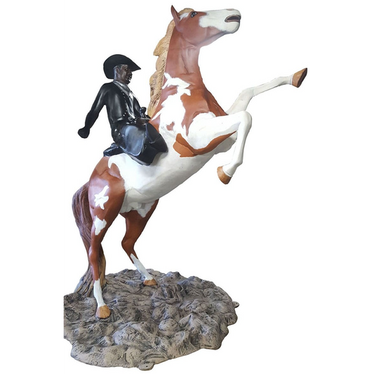 9' Rearing Mustang with Cowboy