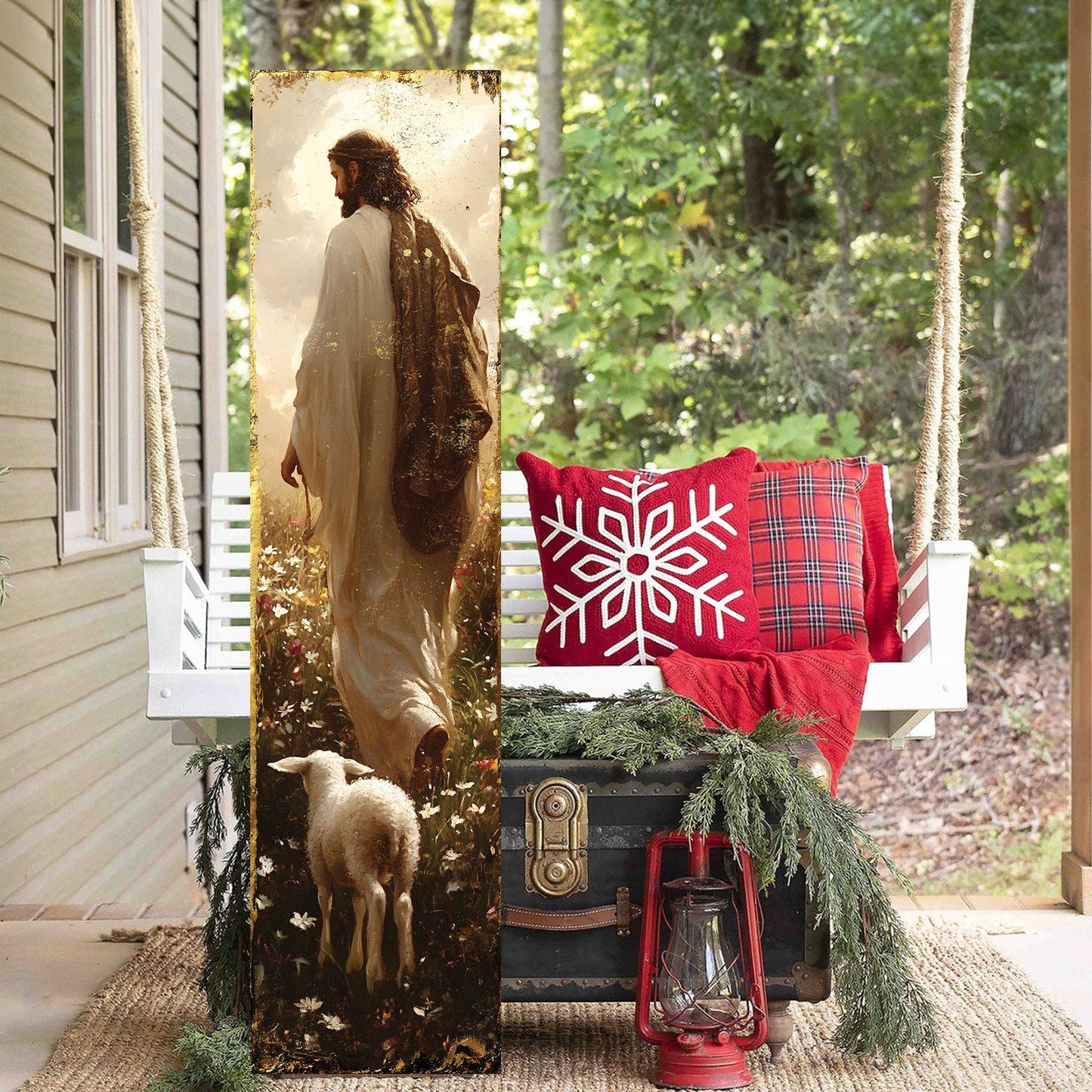 Easter He Is Risen Porch Sign | Inspiring Religious Farmhouse Entryway Plaque