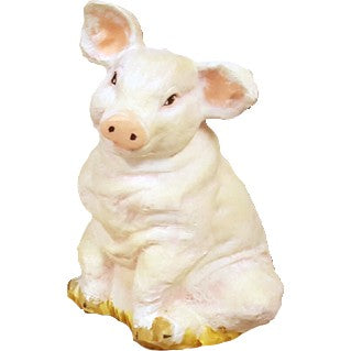 Cast aluminum pig statue for garden or yard decor, charming backyard buddy with lifelike details