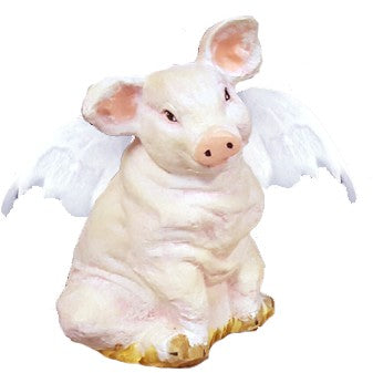 Cast aluminum pig statue with angel wings for garden or home decor