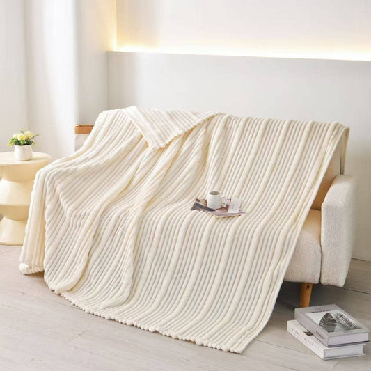 Plush Flunnel Throw – Ultra Soft Ribbed Blanket Texture