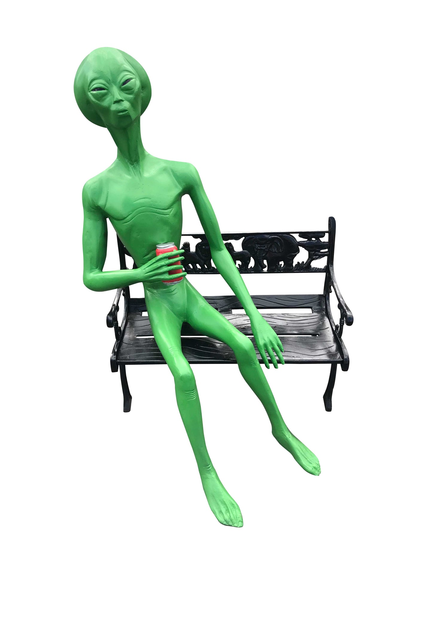 Alien Sitting on Bench