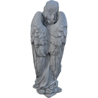 Cast aluminum angel statue with detailed wings for garden or yard decor