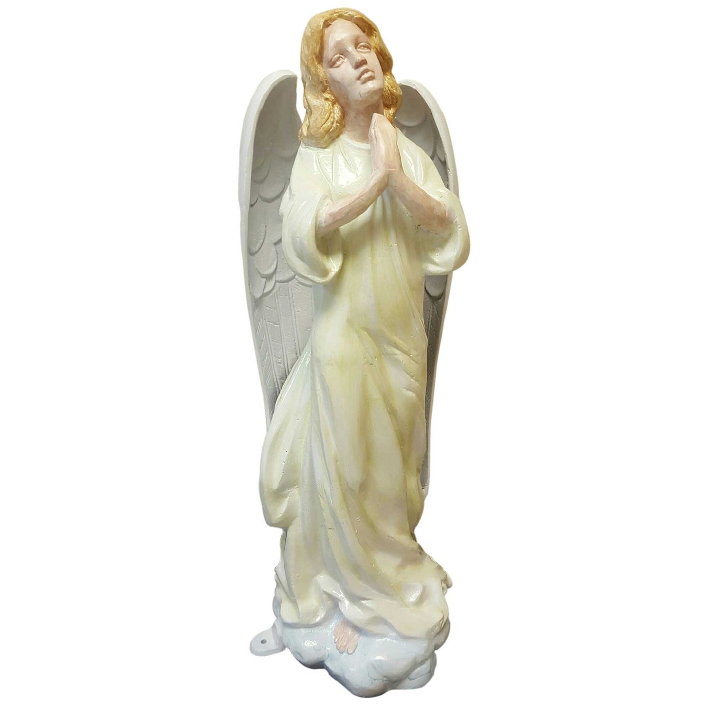 Praying angel statue with wings, ideal for garden or home decor, cast aluminum outdoor sculpture