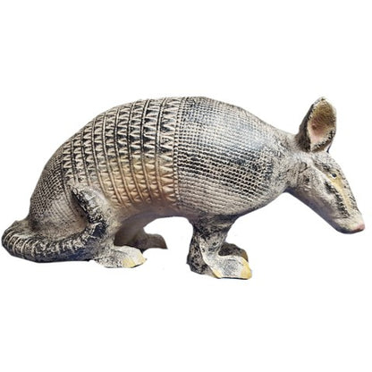 Cast aluminum armadillo statue for yard or home decor, detailed textured shell, weather-resistant outdoor sculpture