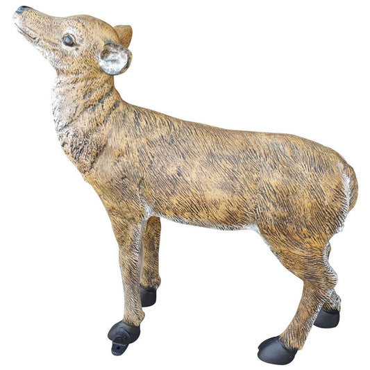 Cast aluminum deer statue for yard or home decor, realistic fawn design with textured fur finish