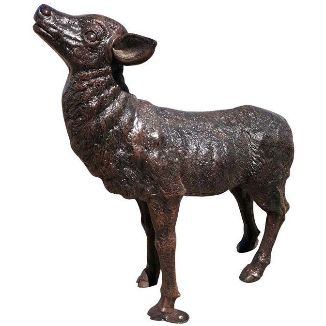 Cast aluminum deer statue for garden or yard decor, rustic bronze finish, backyard buddies collection