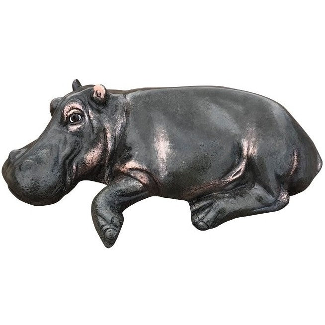 Cast aluminum hippo statue for yard or home decor, detailed craftsmanship, backyard buddies collection