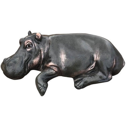 Cast aluminum hippo statue for yard or home decor, detailed craftsmanship, backyard buddies collection