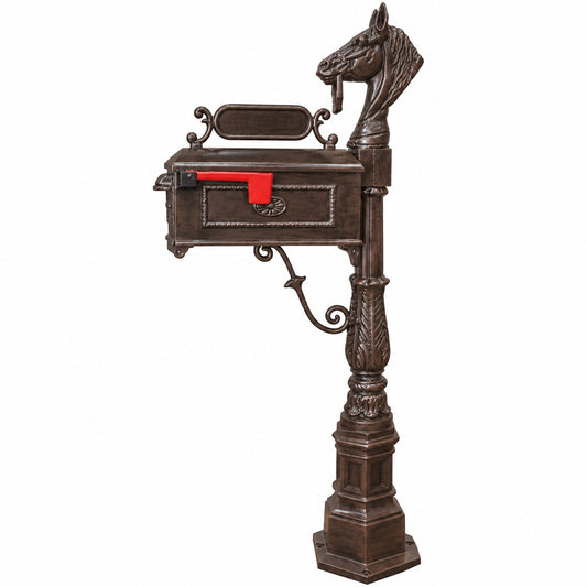 Cast aluminum Barcelona triple crown horse head mailbox