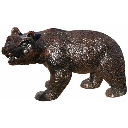 Cast aluminum bear statue for outdoor yard or home decor, detailed craftsmanship, rustic finish