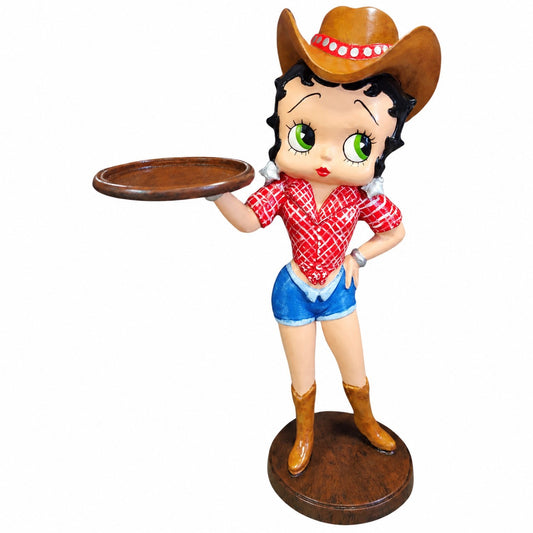 Cast aluminum betty boop cowgirl for western themed decor