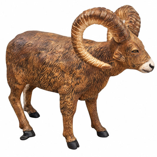 Cast aluminum big horn sheep for outdoor decor spaces
